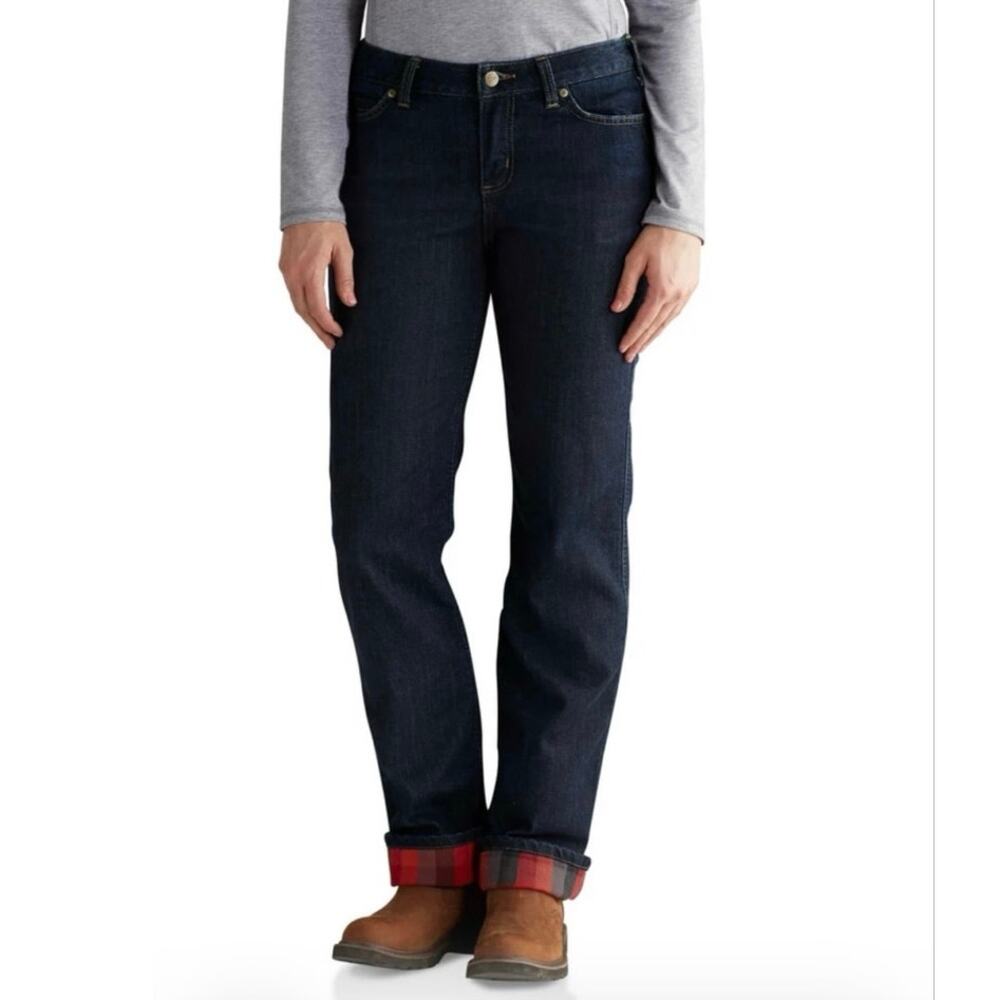 Carhartt Original Fit Straight Leg Flannel Lined Jeans Dark Wash Women’s 16R